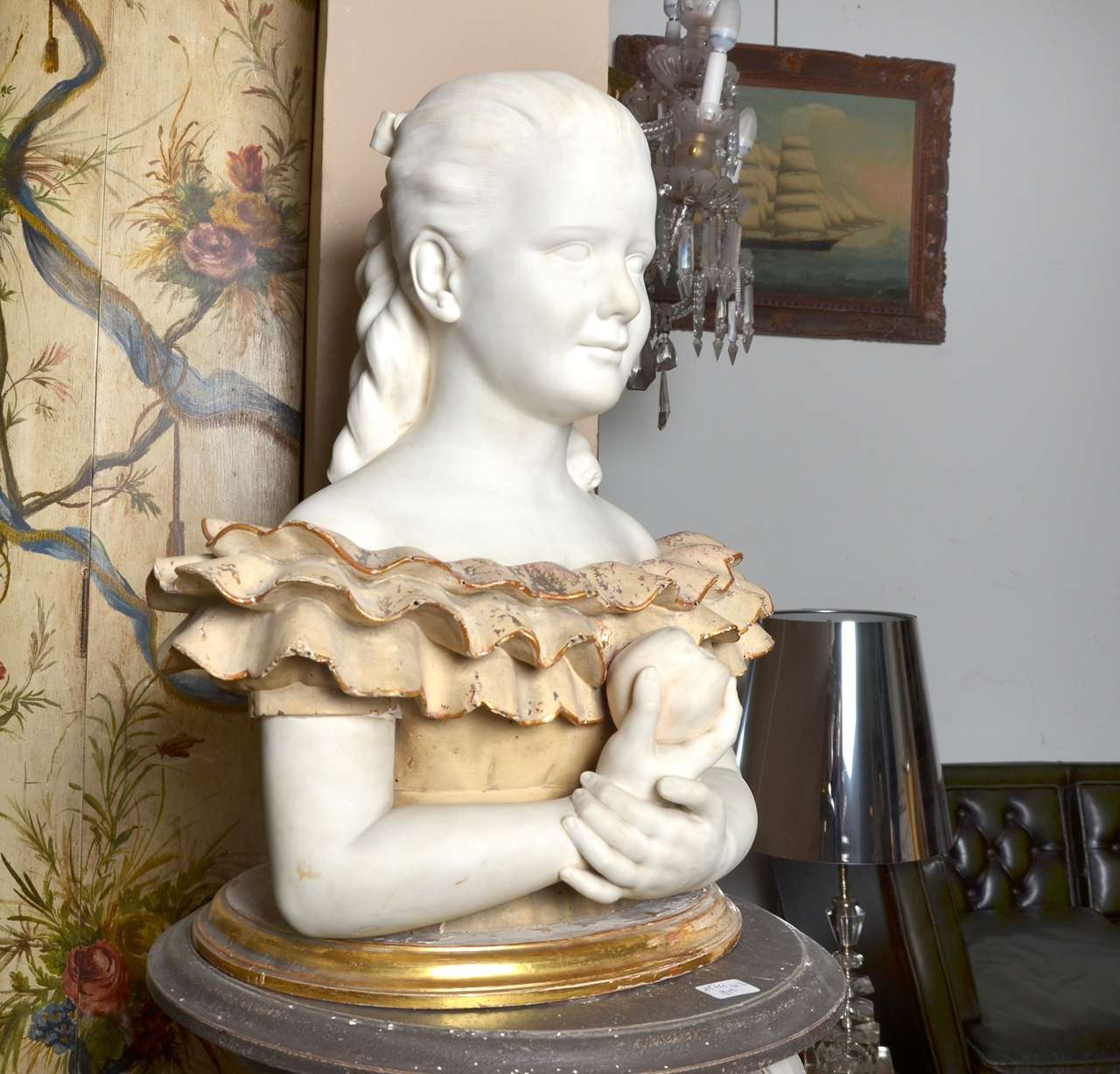 Sculpture in marble and wood