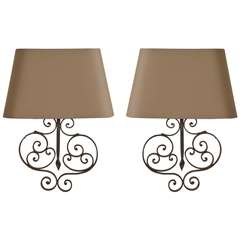 Pair of Iron Fragment Sconces from France