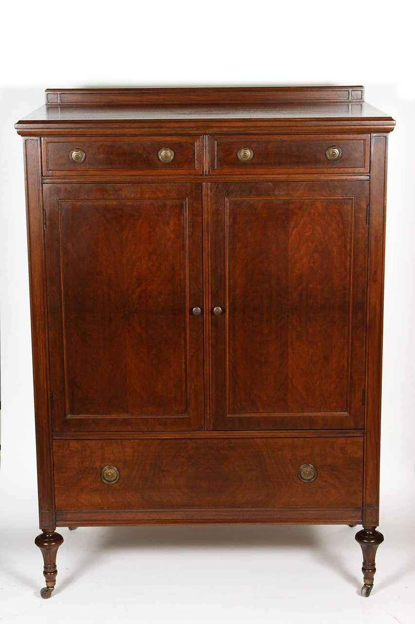 1930's Mahogany dresser with 6 drawers, original hardware and on casters. Completely refinished. American made.