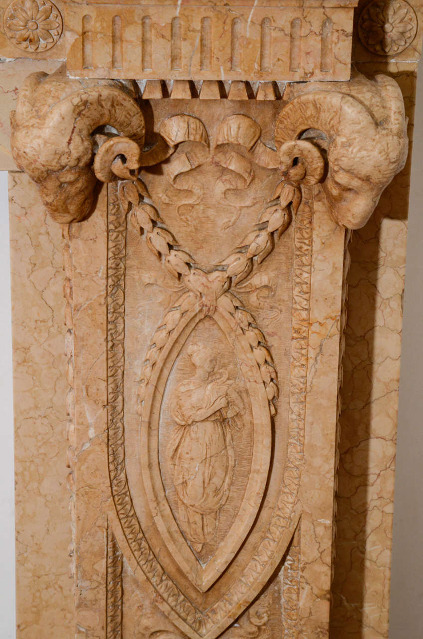19th Century English Sienna Carved Marble Mantel from the Vanderbilt Mansion