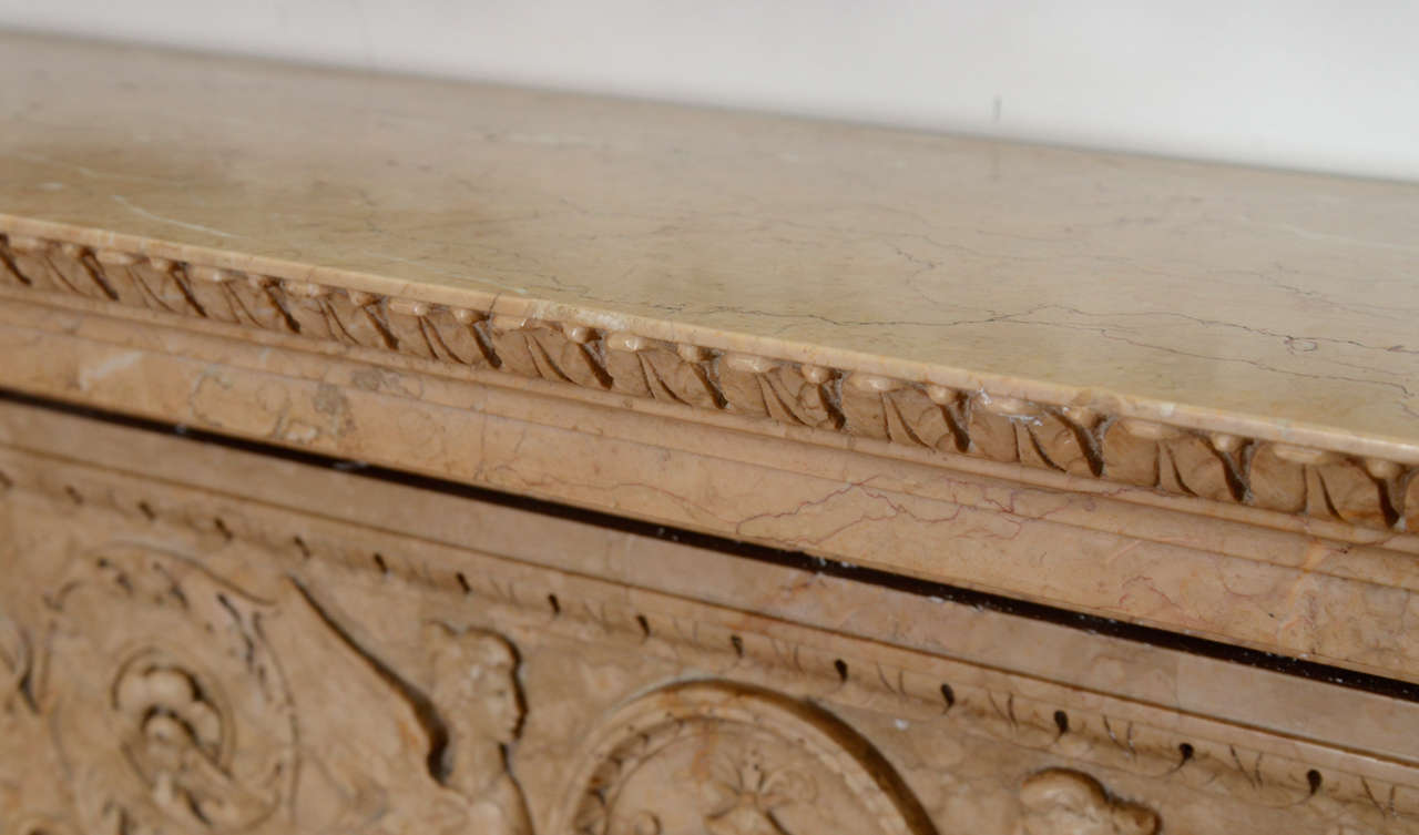 English Sienna Carved Marble Mantel from the Vanderbilt Mansion 2