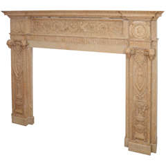 English Sienna Carved Marble Mantel from the Vanderbilt Mansion