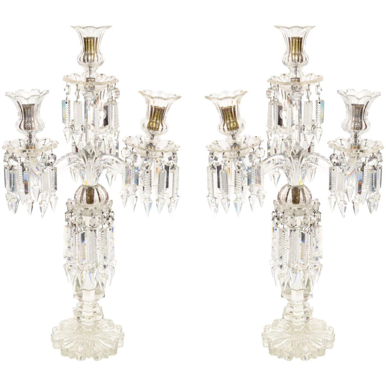 Pair of Matching Baccarat Crystal Candelabras