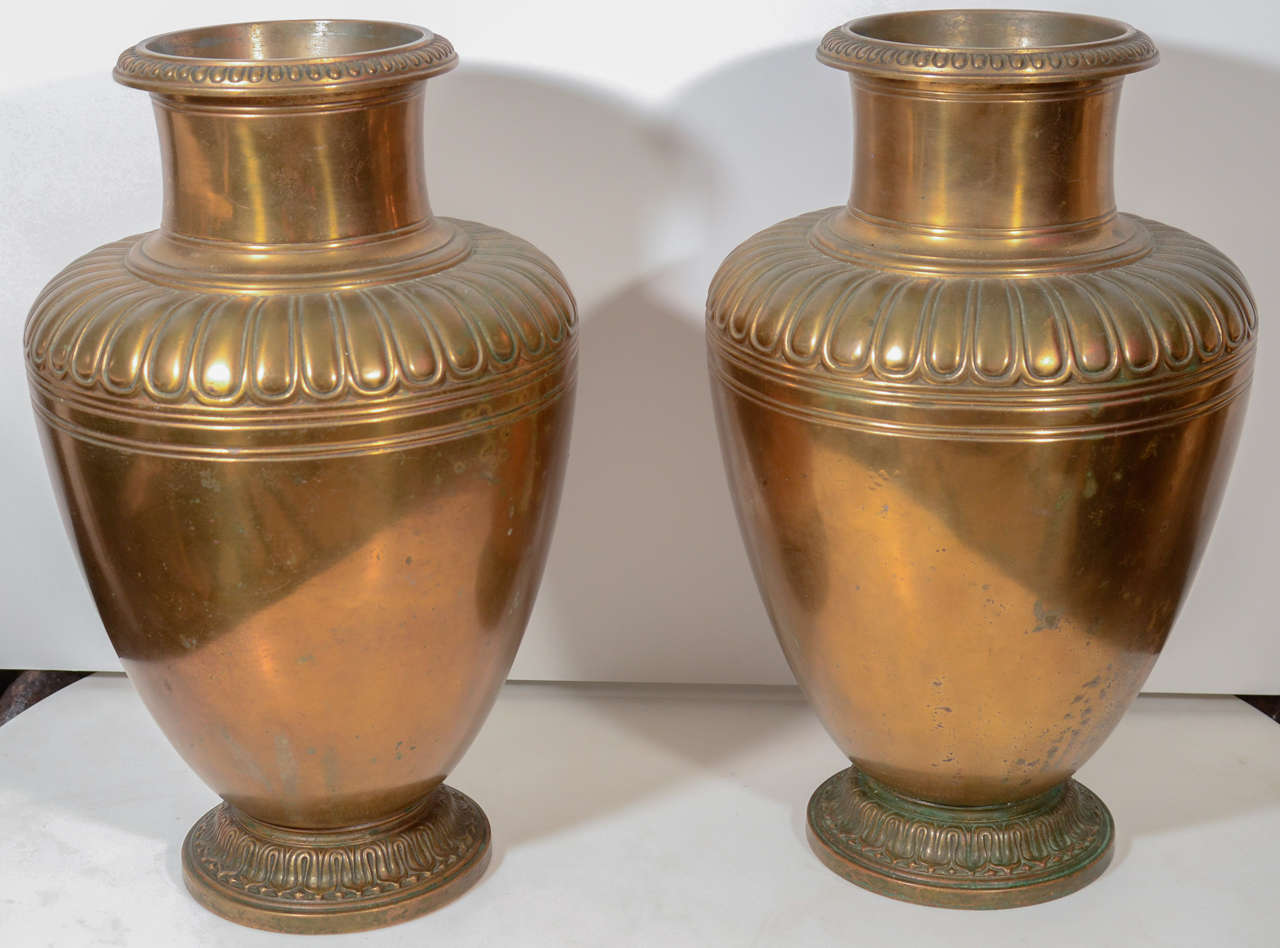 20th Century Pair of Bronze Tiffany Urns For Sale at 1stdibs