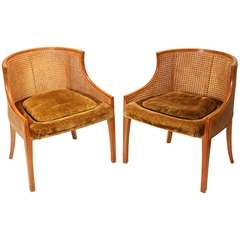 Paul Tuttle Pair of Double Cane Tub Chairs for Stanley Reifel