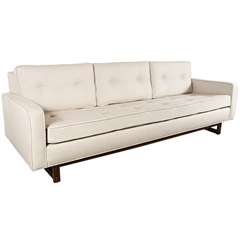 7.5' wood sled base Upholstered Sofa with tenon detail  