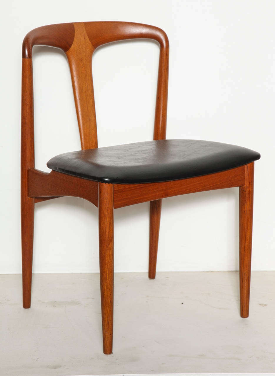 Mid-Century Modern Danish Juliane Leather Dining Chairs by Johannes Andersen, Set of 6