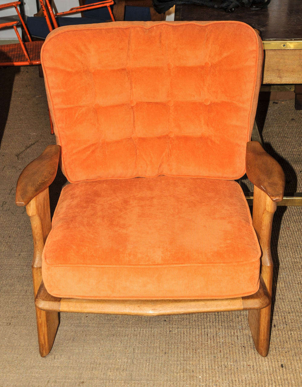 French Pair of 1960's Guillerme et Chambron Armchairs For Sale