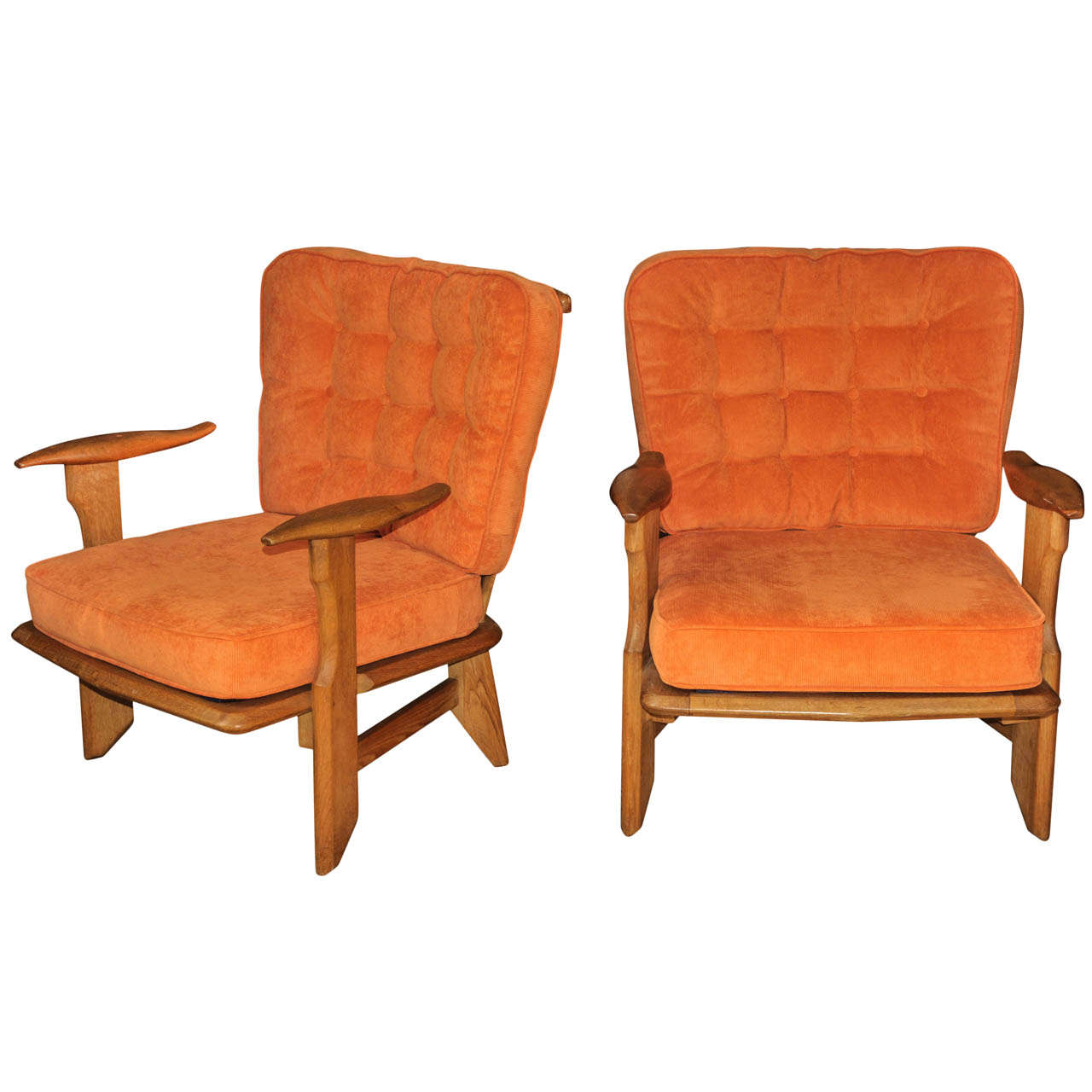 Pair of 1960's Guillerme et Chambron Armchairs For Sale