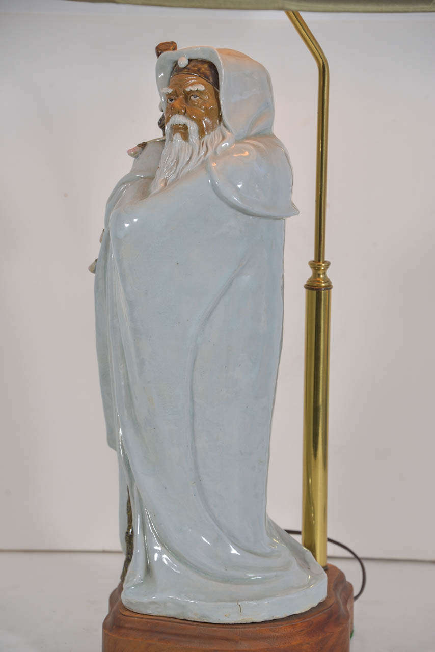 Porcelain Asian Figure as Table Lamp For Sale
