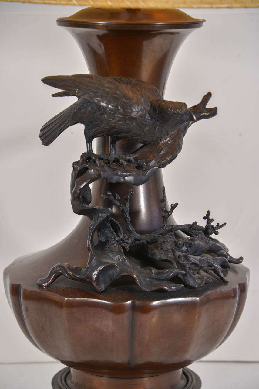 Cast Bronze Table Lamp In Excellent Condition In Austin, TX