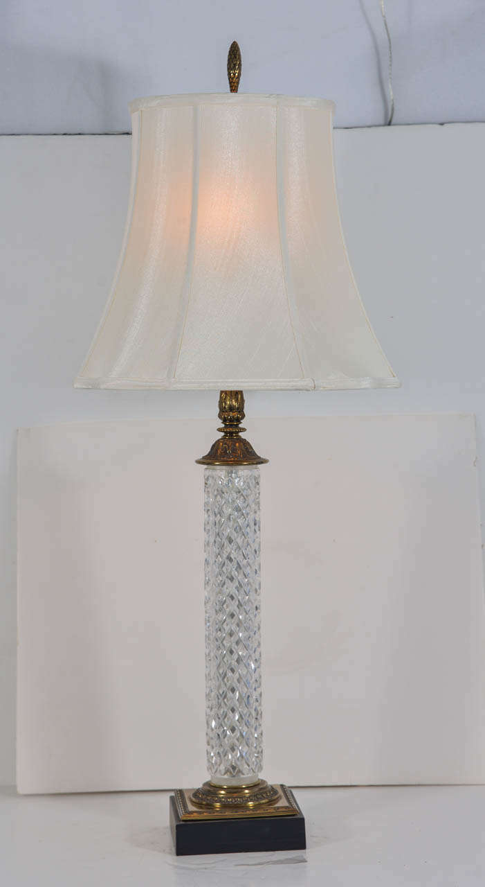 beautiful, 1960's Cut Crystal cylinder table lamp .  Priced ithout lampshade.