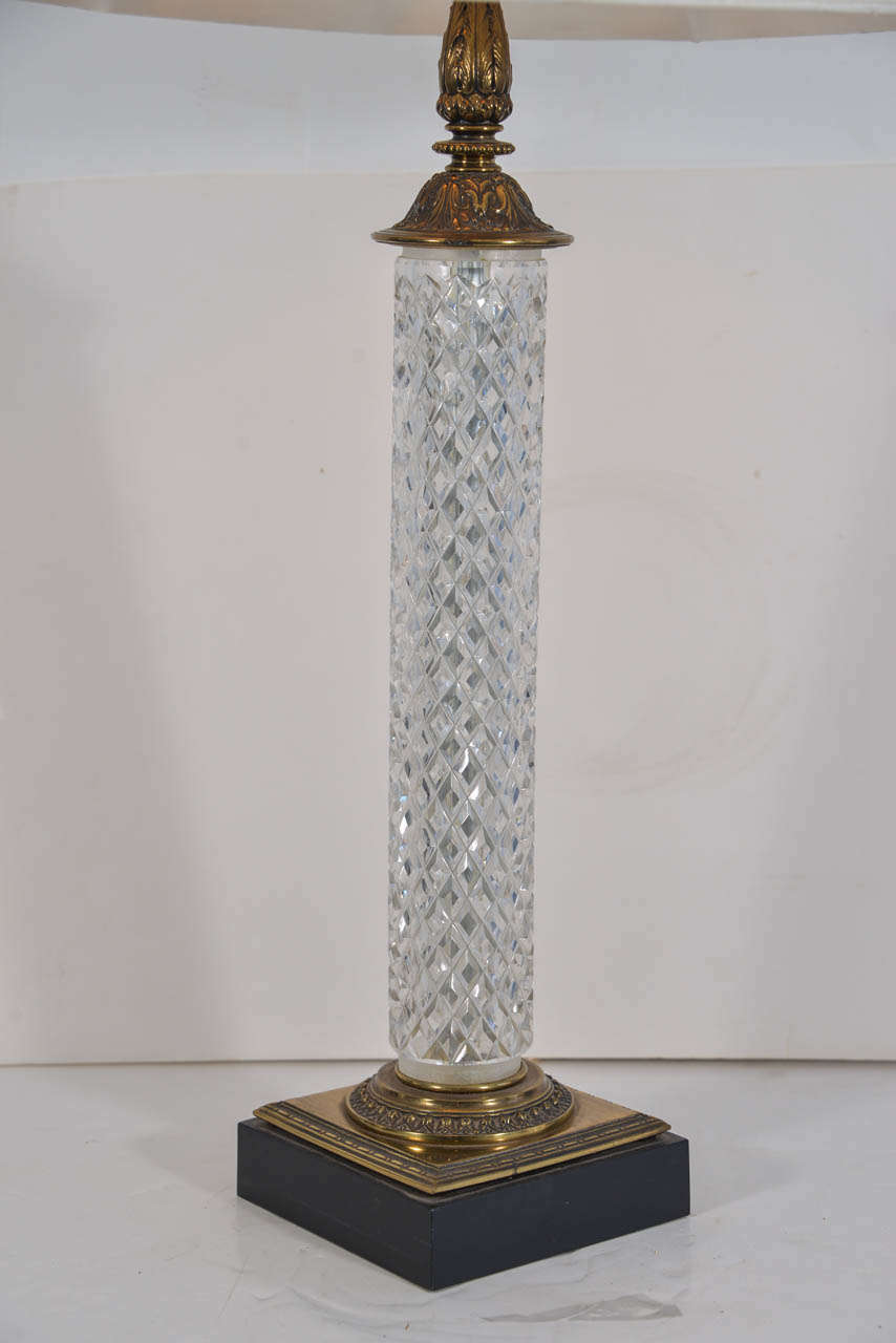 Mid-20th Century 1960's Crystal, Cut Glass Cylinder Lamp
