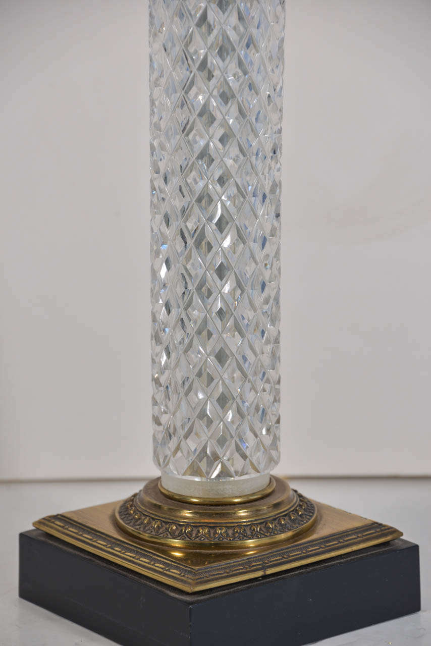 1960's Crystal, Cut Glass Cylinder Lamp 1