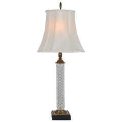 1960's Crystal, Cut Glass Cylinder Lamp