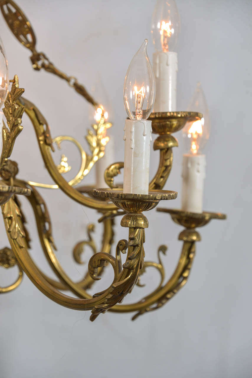 Baroque Louie XVI Style Cast Bronze 12 Light Chandelier