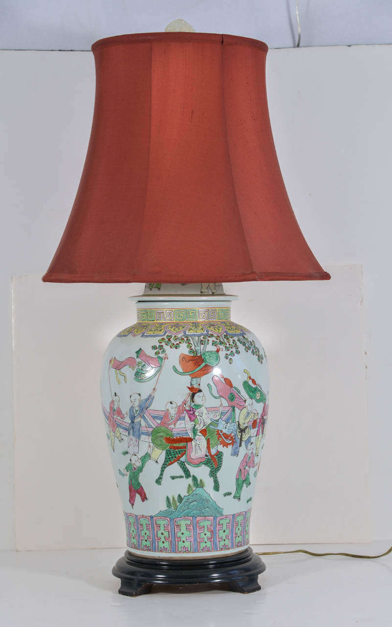 Asian Temple Jar as Table Lamp For Sale at 1stDibs