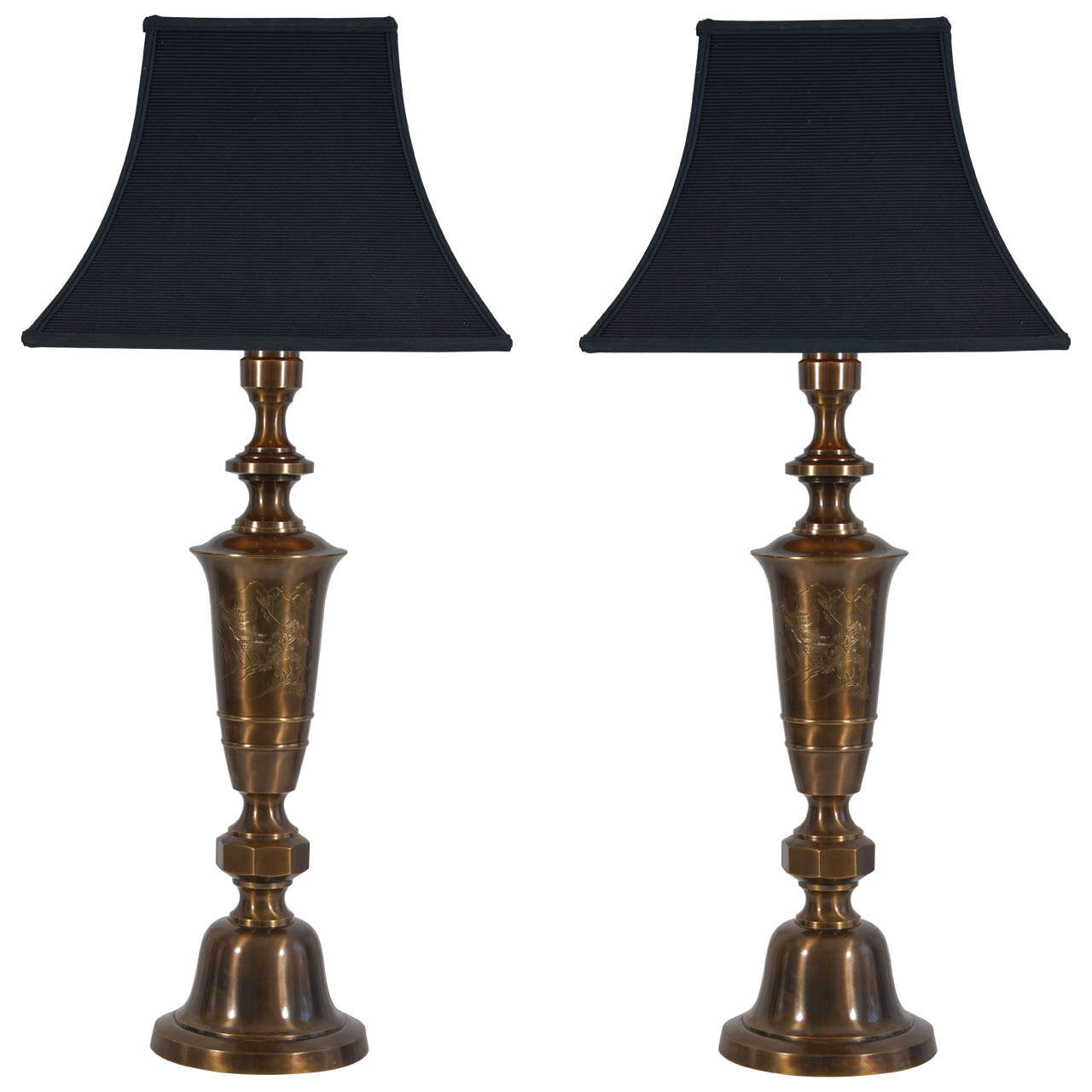 Bronze Finish Asian Candlesticks as Table Lamps For Sale at 1stDibs