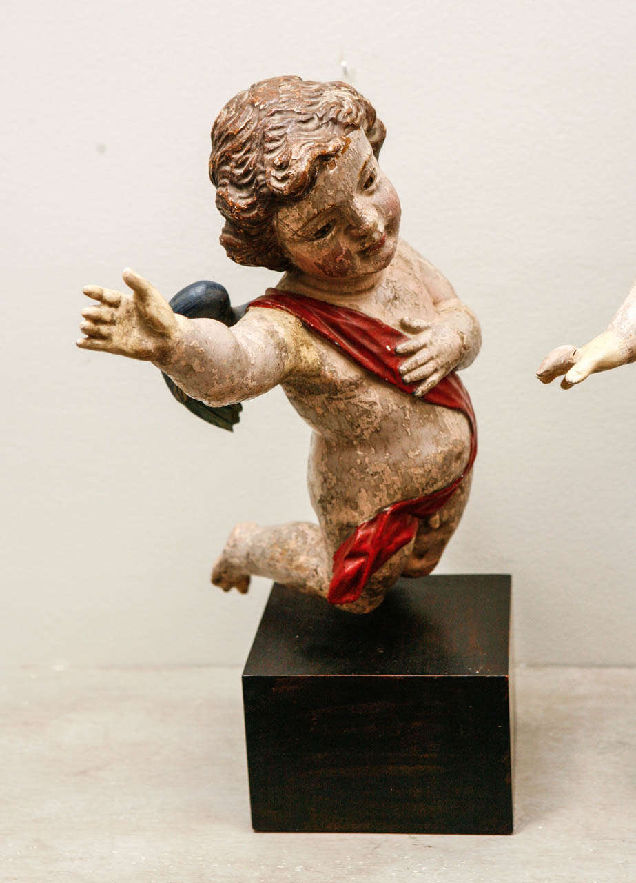 French 18th Century Polychrome Cherubs For Sale