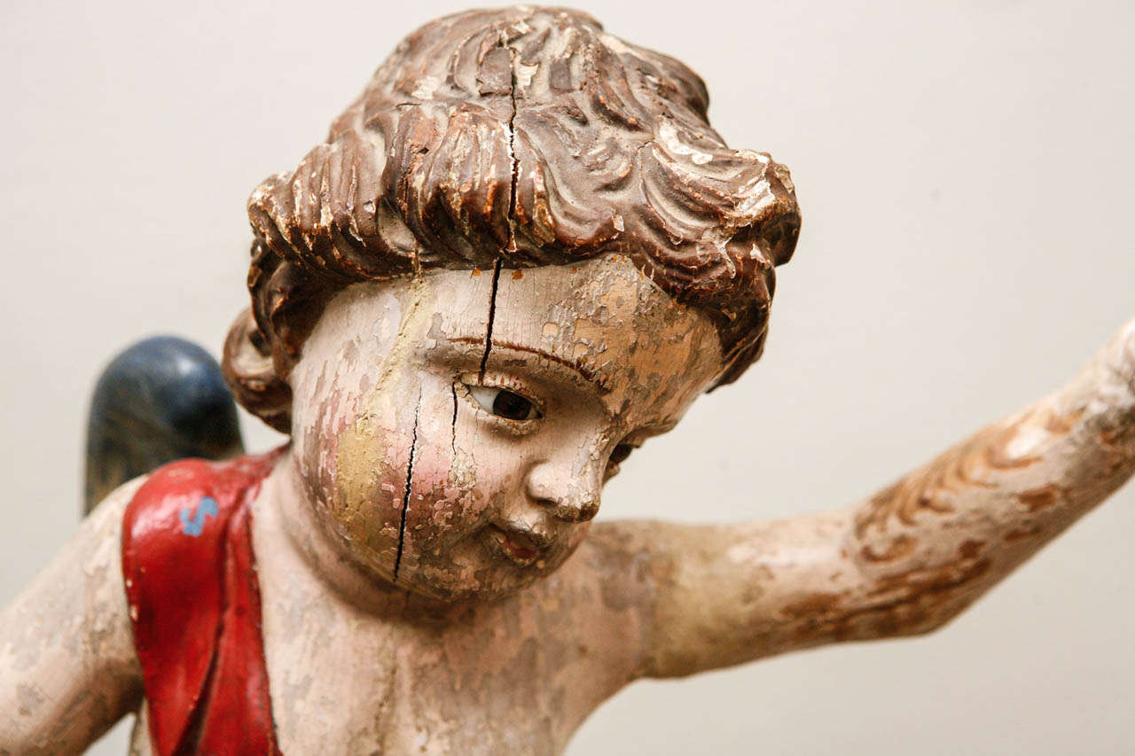 Carved 18th Century Polychrome Cherubs For Sale