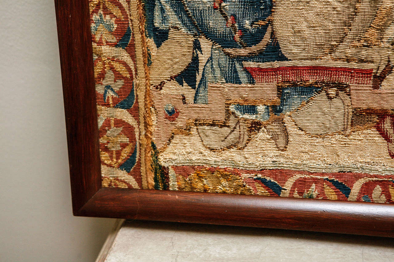 18th Century Flemish Tapestry Framed Panel For Sale 1