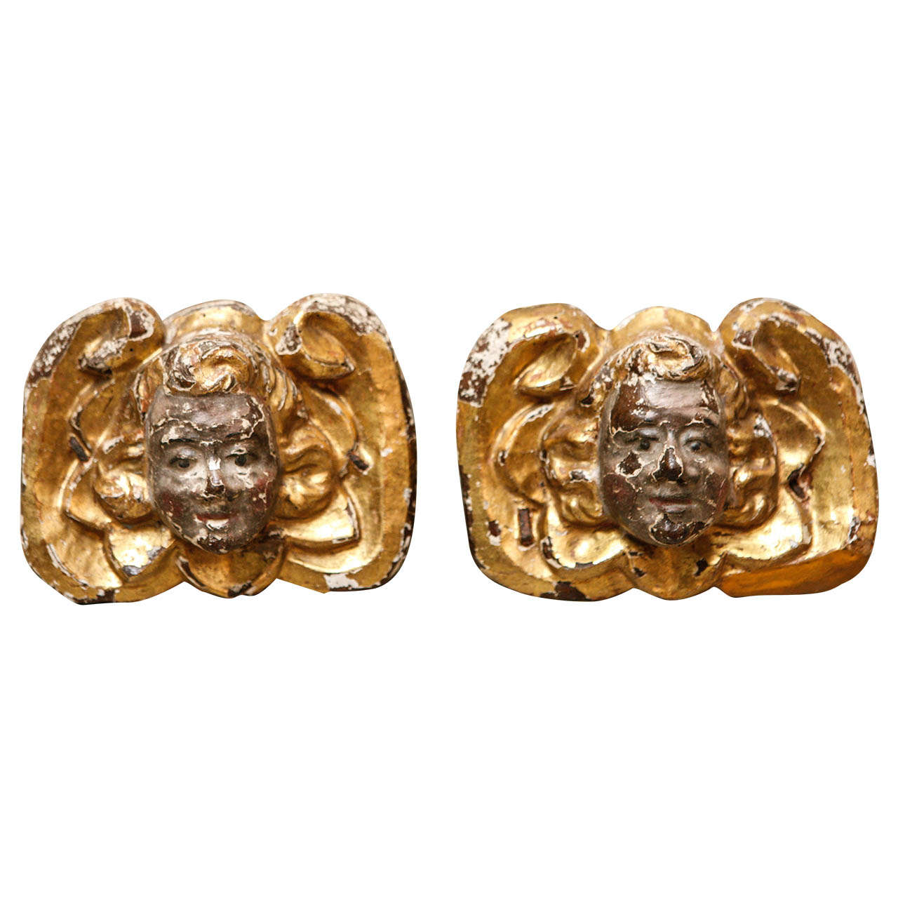 Pair of Antique Cherub Heads For Sale