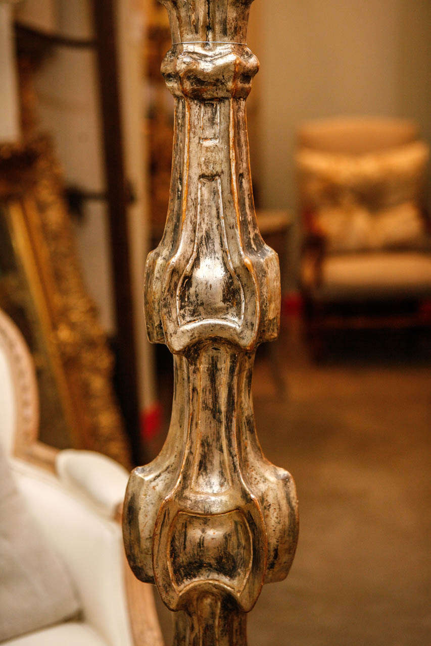 Antique Carved and Gilded Floor Lamp with Custo Shade For Sale 3