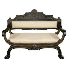 Antique 19th Century Spanish Open Arm Bench