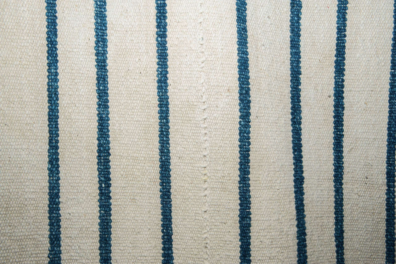 Turkish Blue and Ivory Kurdish Cotton Flatweave