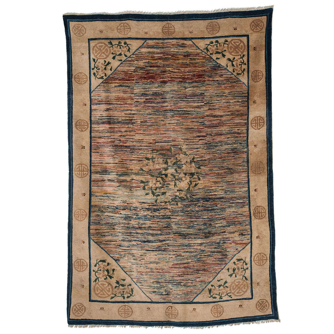 Antique Chinese Rug with Abstract Design 