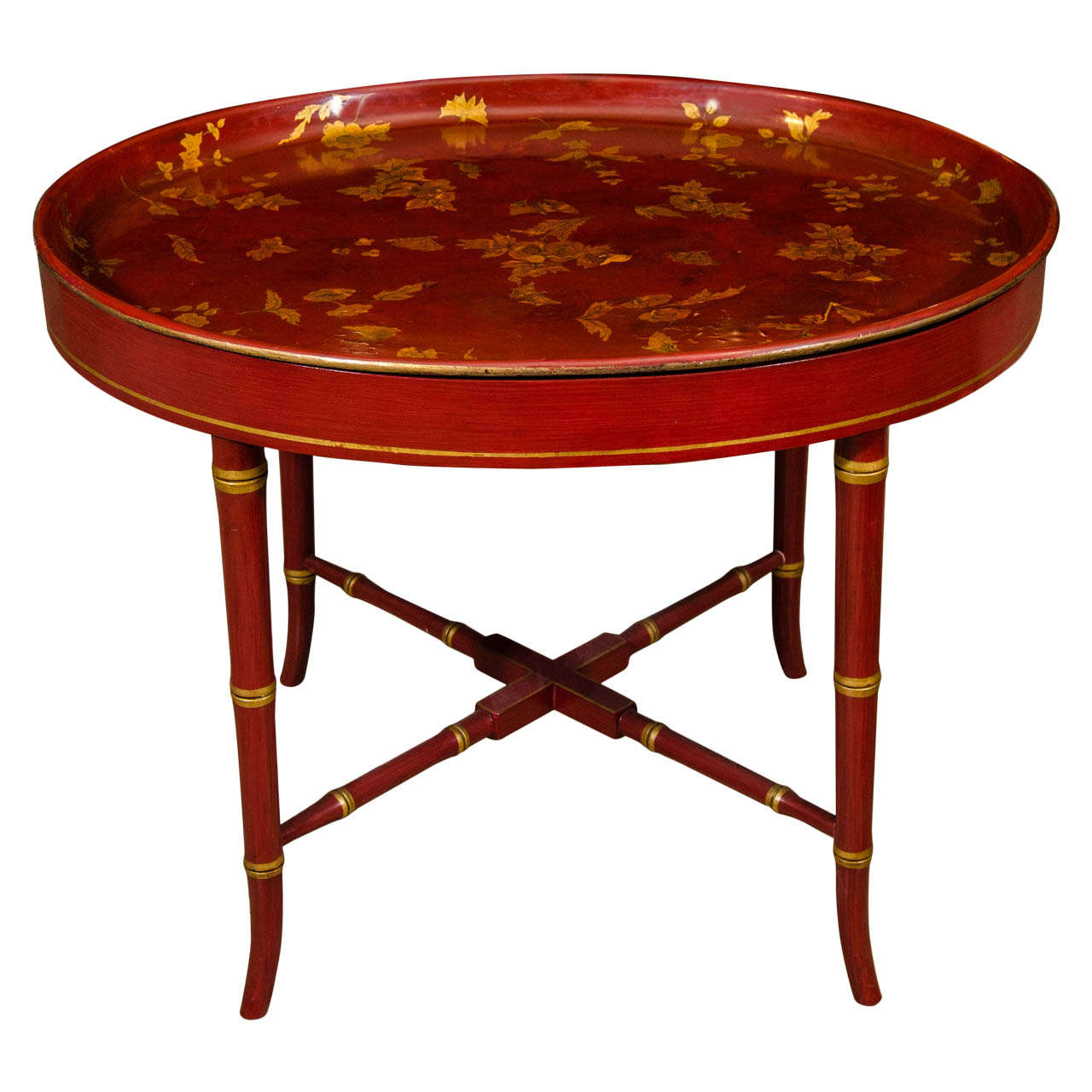 English Papier Mache Tray Cocktail Table