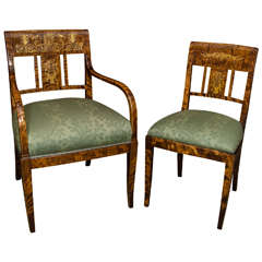 Unusual Set of Six French Charles X Dining Chairs