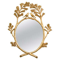 Crossed Pine Bough Gilt Mirror