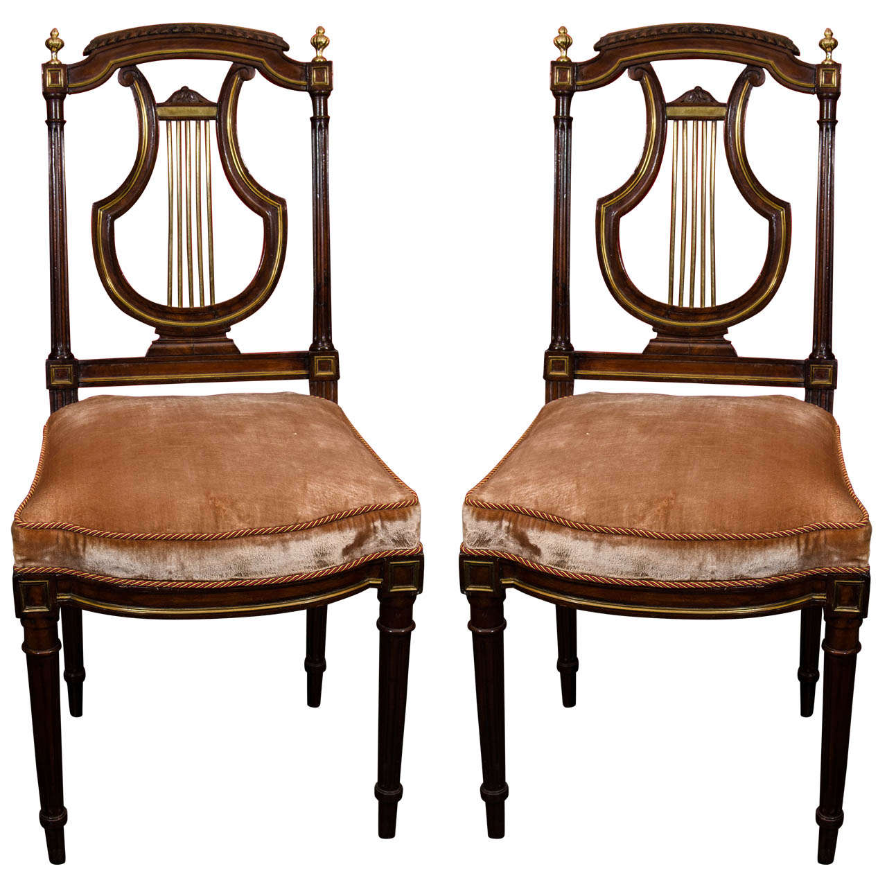Pair of French Louis XVI Lyre-Back Side Chairs