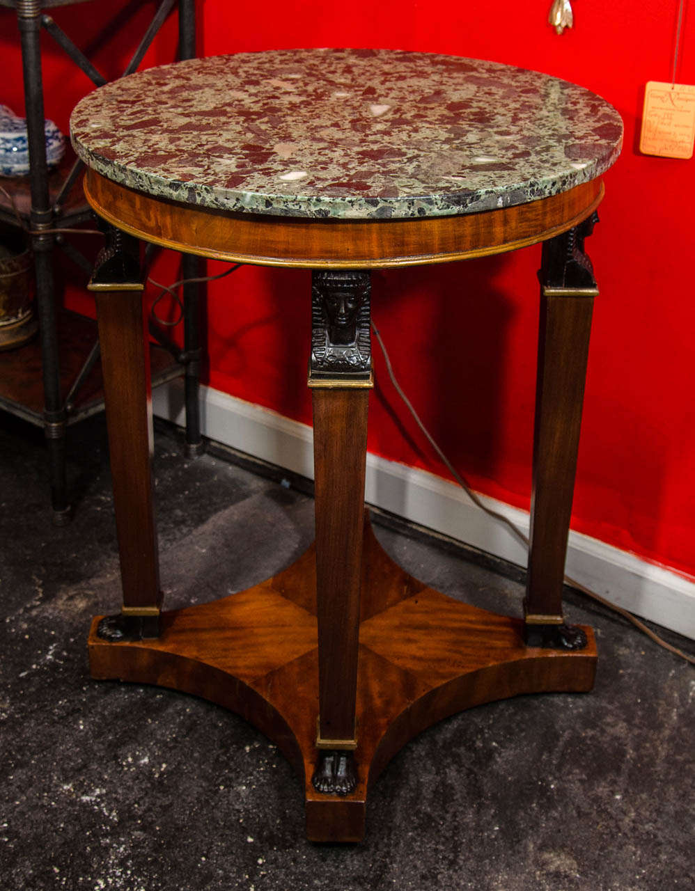 French Empire Mahogany Marble-Top Gueridon, Late 19th Century
