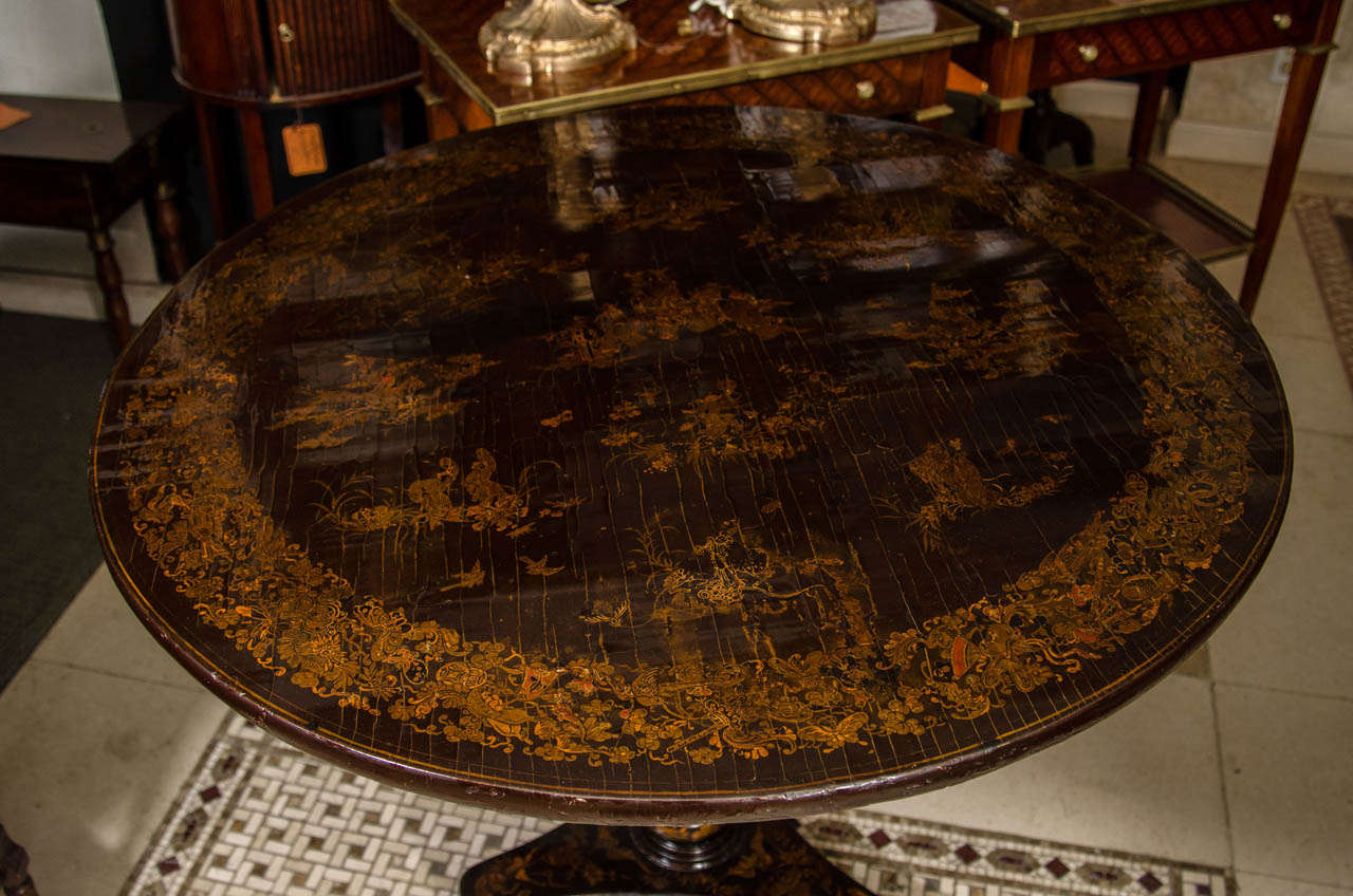 19th Century Chinese Export Lacquer Tilt Table