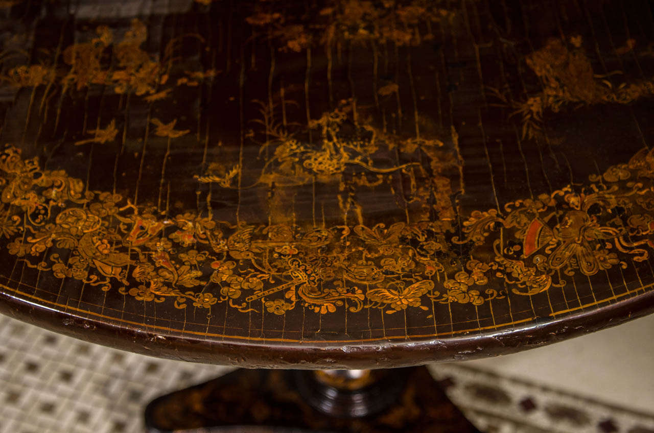 Wood Chinese Export Lacquer Tilt Table