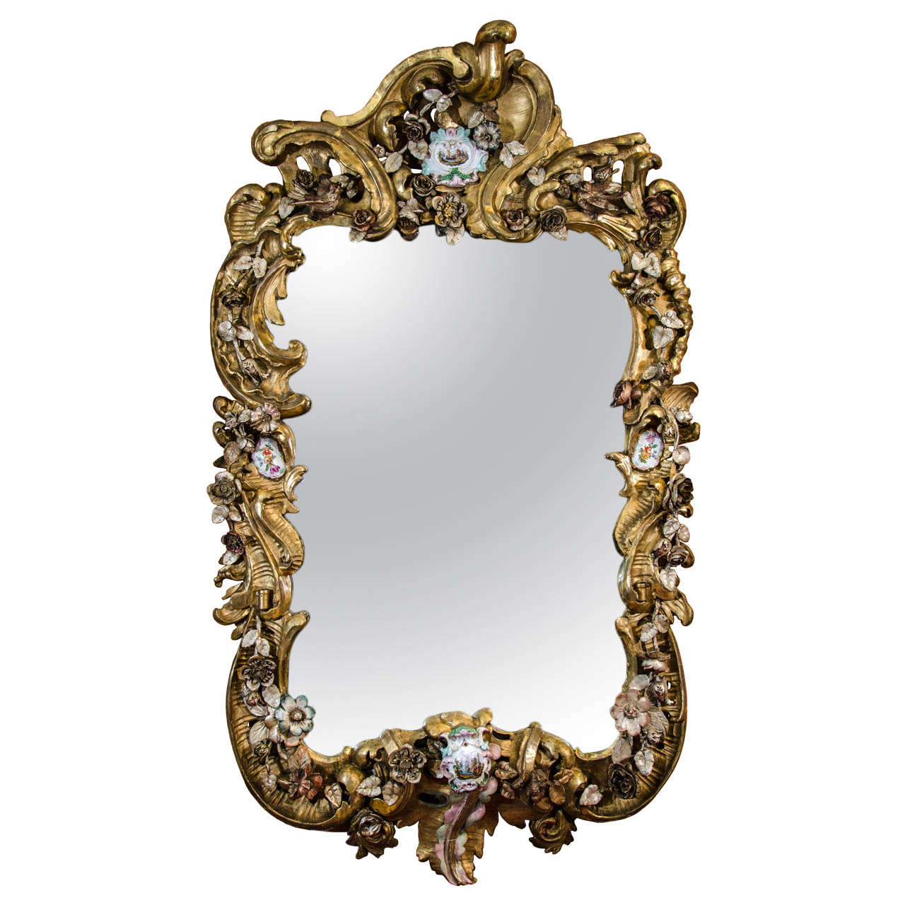 Rare miroir rococo continental en vente