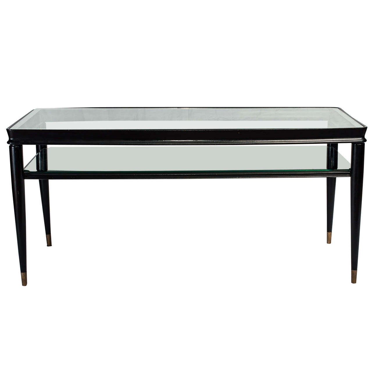 Black Lacquered Wood and Glass Italian Coffee Table, 1947 For Sale