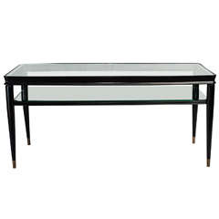 Black Lacquered Wood and Glass Italian Coffee Table, 1947