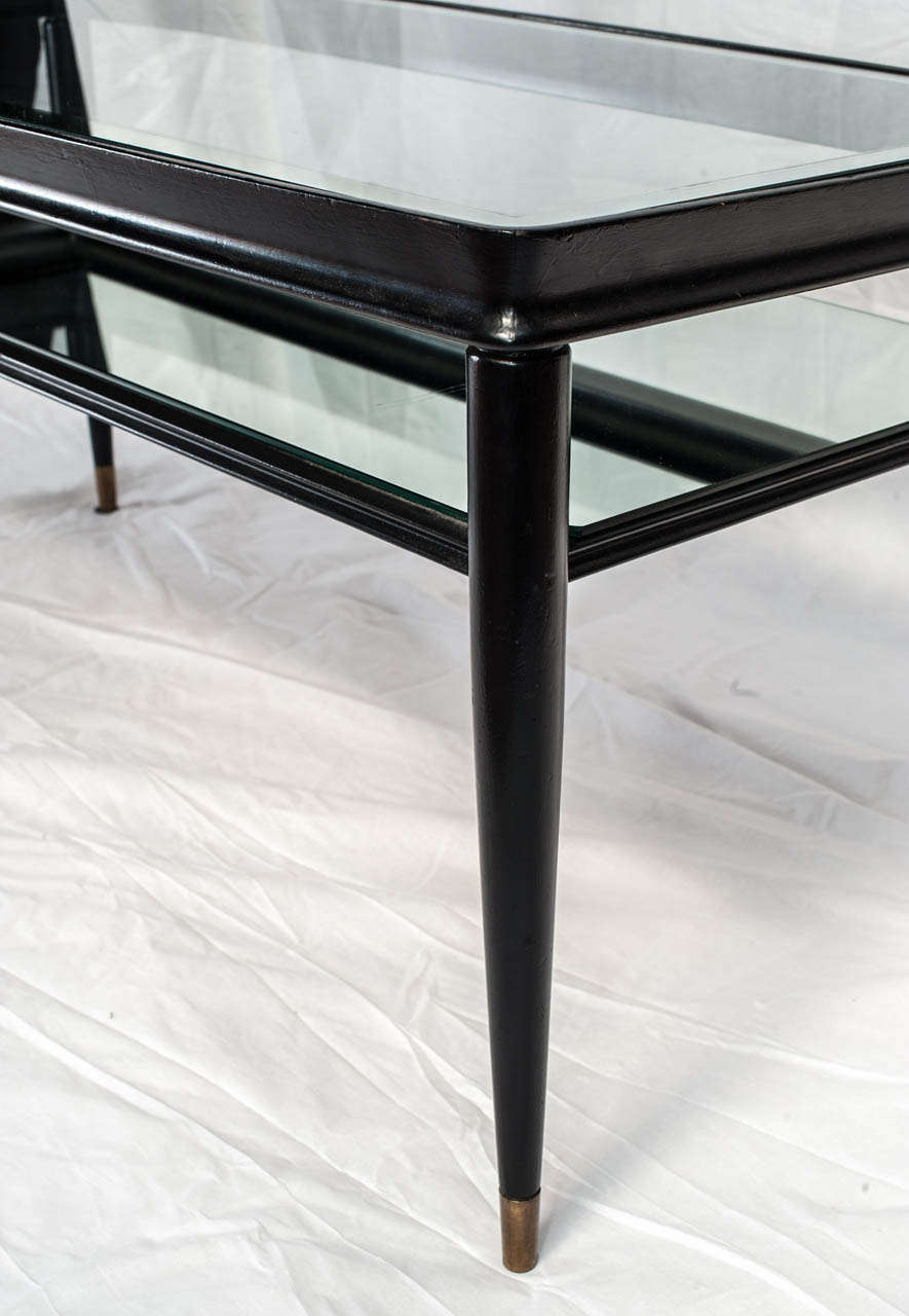 Black Lacquered Wood and Glass Italian Coffee Table, 1947 In Good Condition For Sale In Milan, IT