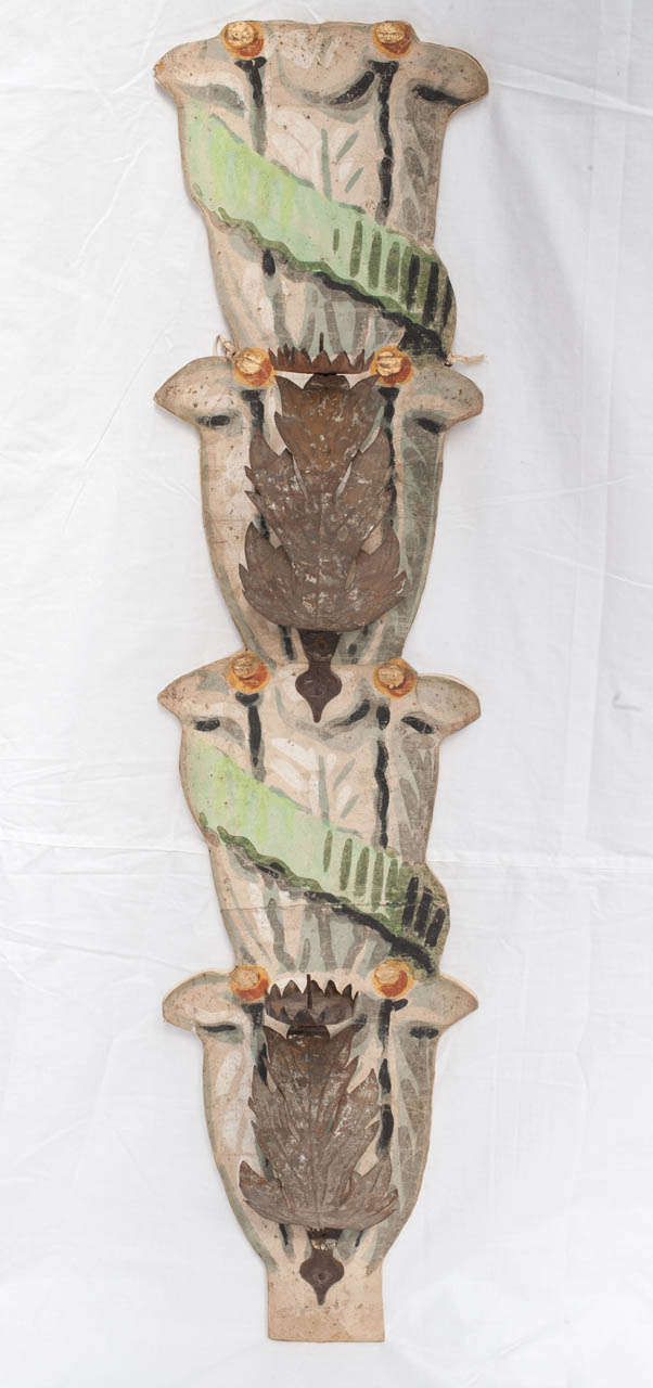 18th Century Papier Painted Wood Italian Sconce In Good Condition For Sale In Milan, IT