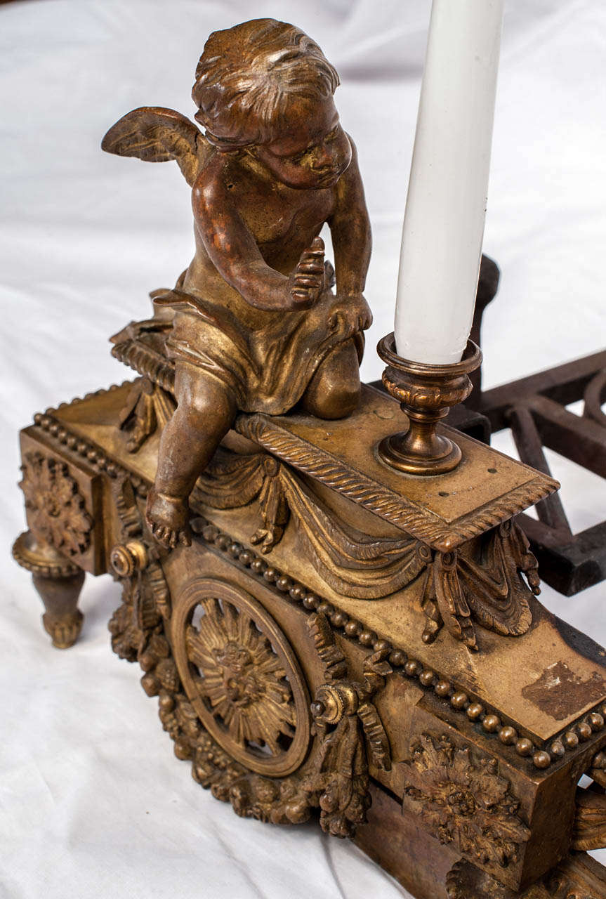 19th Century Gilt Bronze Firedog For Sale 1