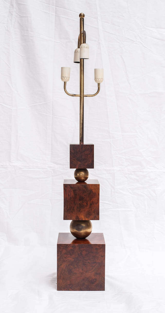 1970s Italian briar root and brass lamp.