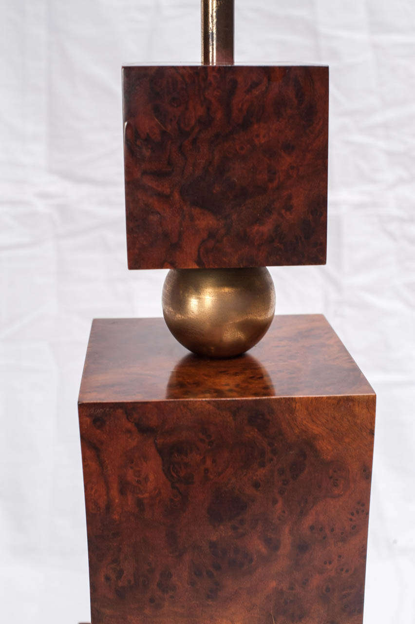 1970s Italian Briar-Root and Brass Floor Lamp In Excellent Condition For Sale In Milan, IT