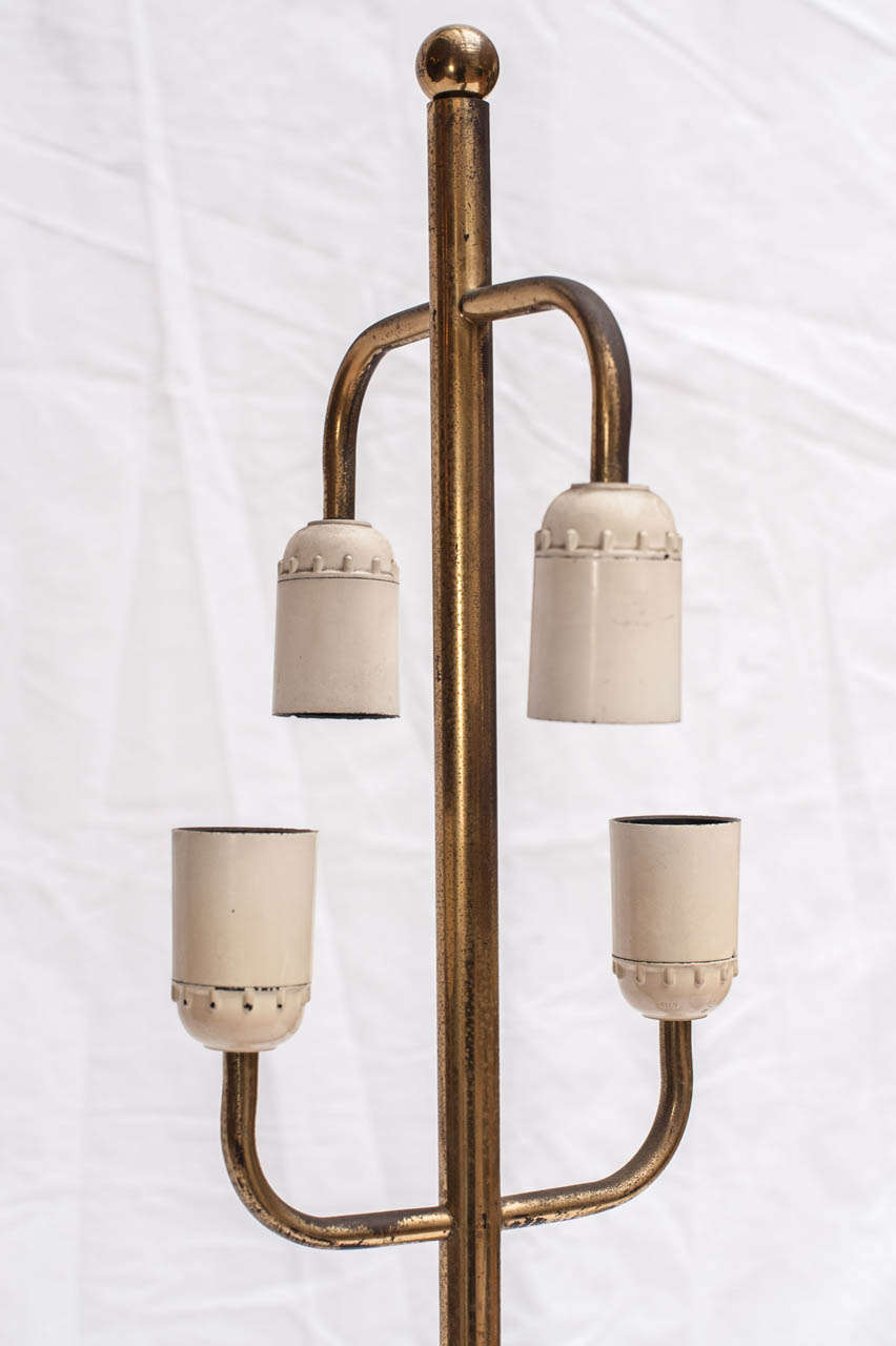 1970s Italian Briar-Root and Brass Floor Lamp For Sale 1
