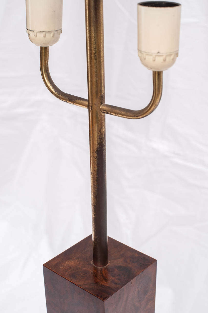 1970s Italian Briar-Root and Brass Floor Lamp For Sale 3