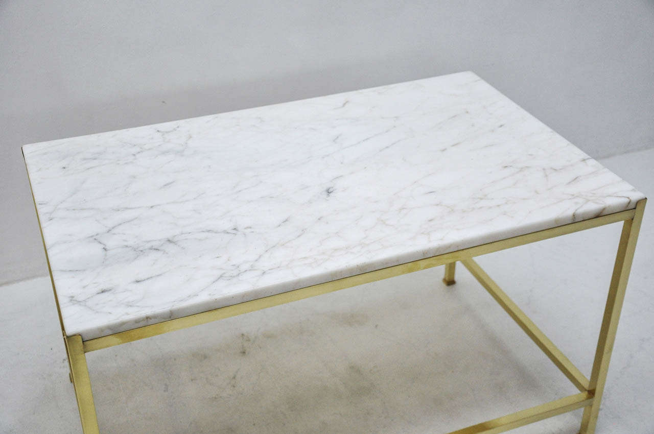 Mid-Century Modern Brass and Marble Coffee Table by Harvey Probber
