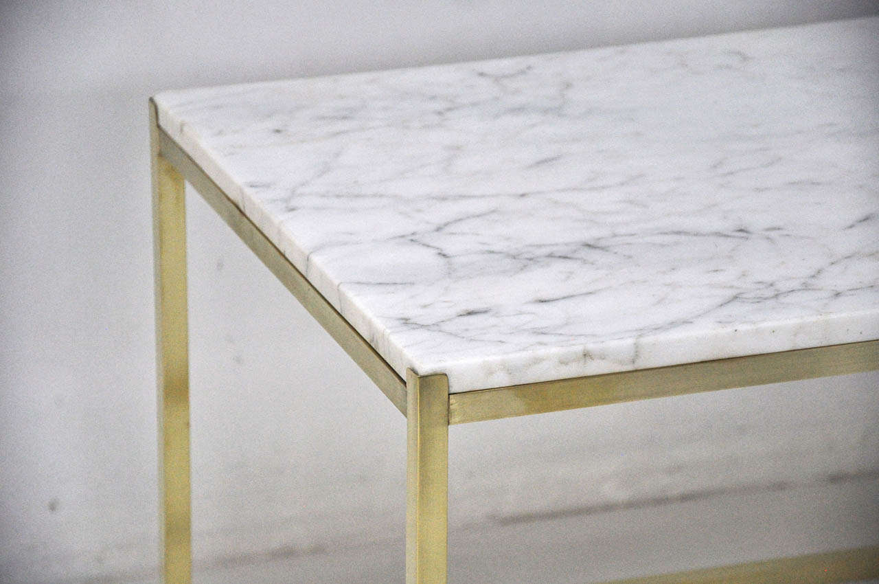 Brass and Marble Coffee Table by Harvey Probber In Excellent Condition In Chicago, IL