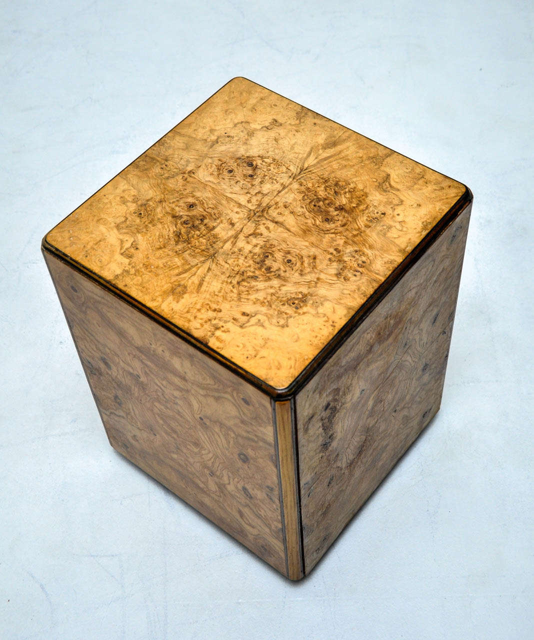 Mid-20th Century Burl Wood Rolling Side Table